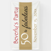 Goud Zwart 50 & Fabulous Typografie 50e Verjaardag Spandoek (Verticaal)