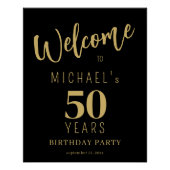 Goud zwart 50 jaar verjaardagsfeestje welkomstbord perfect poster (Voorkant)