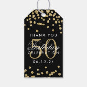 Goud Zwart 50 Verjaardag Dank u Glitter Confetti Cadeaulabel (Voorkant)