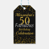 Goud Zwart 50 Verjaardag Dank u Sparkle Cadeaulabel (Voorkant)