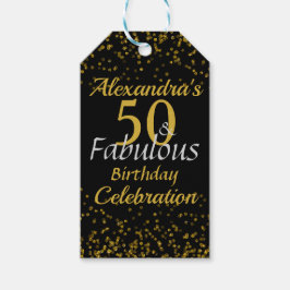 Goud Zwart 50 Verjaardag Dank u Sparkle Cadeaulabel