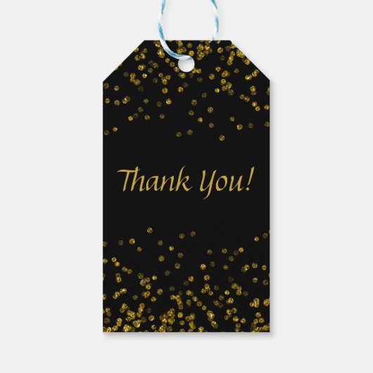 Goud Zwart 50 Verjaardag Dank u Sparkle Cadeaulabel (Achterkant)
