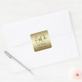 Goud Zwart 50e Bruiloft Jubileum Vierkante Sticker (Envelop)