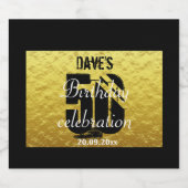 Goud Zwart 50e Een verjaardagsfeestje Likeurfles Etiket (Enkel label)