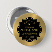 Goud & Zwart 50e Gouden bruiloft Jubileum Button (Voorkant /achterkant)