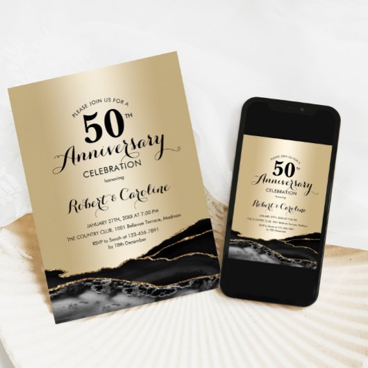 Goud Zwart 50e Jubileum Kaart