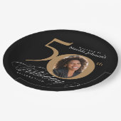 Goud Zwart 50e Verjaardag Kalligrafie Aangepaste F Papieren Bordje (Gekanteld)