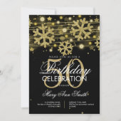 Goud Zwart 50e Verjaardag Winter Glitter Glam Kaart (Voorkant)