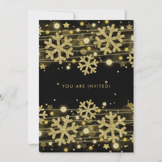 Goud Zwart 50e Verjaardag Winter Glitter Glam Kaart (Achterkant)