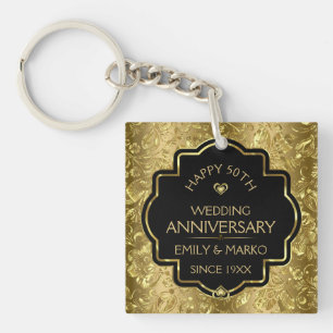 Goud & Zwart 50ste Huwelijksjubileum Sleutelhanger