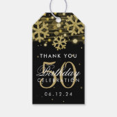 Goud Zwart 50ste verjaardag Dank u Winter Glitter Cadeaulabel (Voorkant)