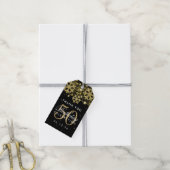 Goud Zwart 50ste verjaardag Dank u Winter Glitter Cadeaulabel (Met Touw)
