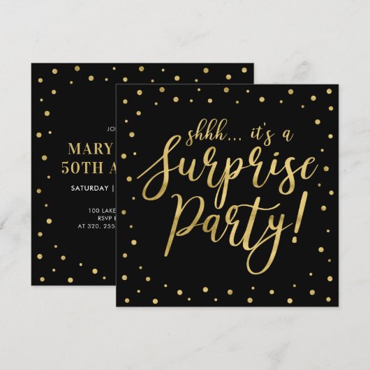 Goud & Zwart | 50ste verjaardag trouwdag Kaart (Voorkant / Achterkant)