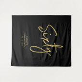 Goud & Zwart 60e Verjaardagsfeest Achtergrond Tapi Wandkleed (Voorkant (horizontaal))
