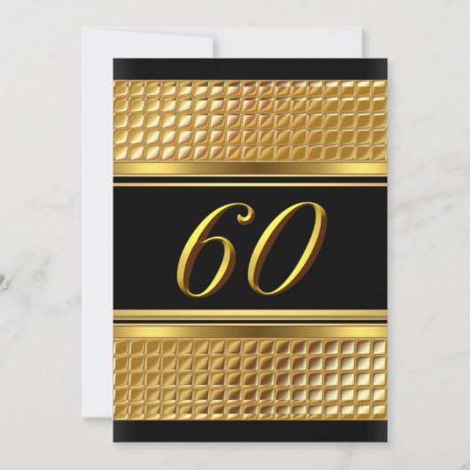 Goud & Zwart 60e Verjaardagsfeest Uitnodiging (Voorkant)