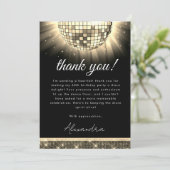 Goud Zwart 60e Verjaardagsfeestje 70's Disco Ball Bedankkaart (Staand voorkant)