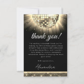 Goud Zwart 60e Verjaardagsfeestje 70's Disco Ball Bedankkaart (Voorkant)