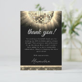 Goud Zwart 60e Verjaardagsfeestje 70's Disco Ball Bedankkaart (Staand voorkant)