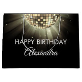 Goud Zwart 60e Verjaardagsfeestje 70's Disco Ball Groot Cadeauzakje (Voorkant)