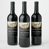 Goud Zwart 60e Verjaardagsfeestje 70's Disco Ball Wijn Etiket (Flessen)