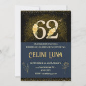 Goud & Zwart 62e Verjaardag uitnodigingen (Voorkant)
