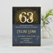 Goud & Zwart 63e verjaardag Uitnodigingen (Staand voorkant)