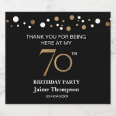 Goud zwart 70ste verjaardagsthema: hartelijk dank likeurfles etiket (Enkel label)