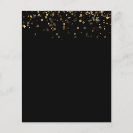 Goud Zwart 90e Verjaardagsfeestje Budget Uitnodigi (Achterkant)