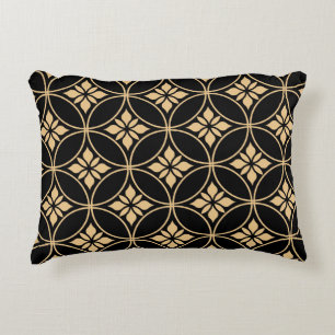 Goud & Zwart: Abstract bloemig Vintage Accent Kussen