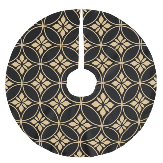 Goud & Zwart: Abstract bloemig Vintage Kerstboom Rok (Voorkant)