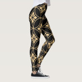 Goud & Zwart: Abstract bloemig Vintage Leggings (Rechts)