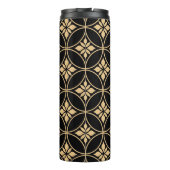 Goud & Zwart: Abstract bloemig Vintage Thermosbeker (Achterkant)