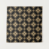 Goud & Zwart: Abstract bloemig Vintage Wandkleed (Voorkant (horizontaal))