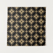 Goud & Zwart: Abstract bloemig Vintage Wandkleed (Voorkant)