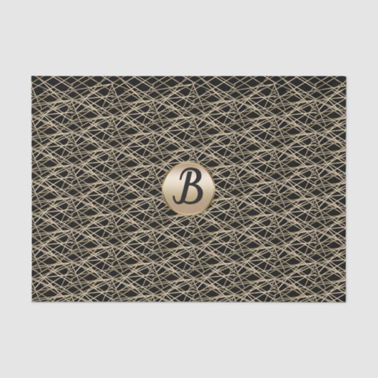 Goud Zwart Abstract Glamour Glam Monogram Feest Tissuepapier (Voorkant)