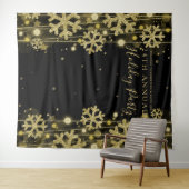 Goud Zwart Achtergrond Bedrijfsfeest Kerstborrel Wandkleed (In Situ (horizontaal))