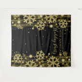 Goud Zwart Achtergrond Bedrijfsfeest Kerstborrel Wandkleed (Voorkant (horizontaal))
