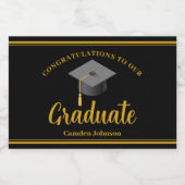 Goud Zwart Afstudeerfeest Formeel Afstuderen Mini Sparkling Wijnetiket (Enkel label)