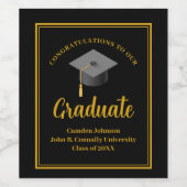 Goud Zwart Afstudeerfeest Formeel Afstuderen Wijn Etiket (Enkel label)