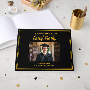 Goud Zwart Afstudeerfoto Formeel Afstudeerfeest Gastenboek