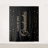 Goud Zwart Afstudeerklas 2024 achtergrond Wandkleed (Voorkant)