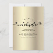 Goud Zwart Afstuderen 4 foto kalligrafie harten Aankondiging (Achterkant)