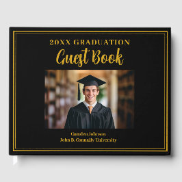 Goud Zwart Afstuderen Foto Formele Afstudeerfeest Gastenboek