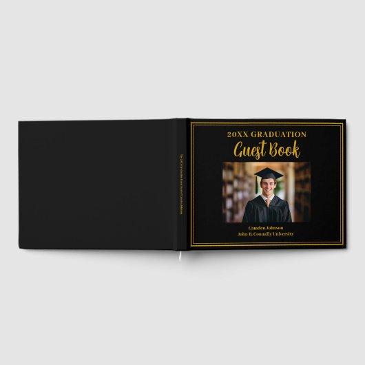 Goud Zwart Afstuderen Foto Formele Afstudeerfeest Gastenboek (Volledig)