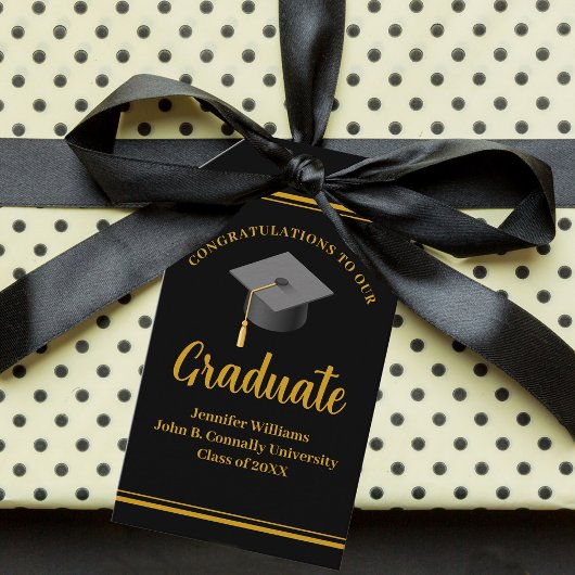 Goud Zwart Afstuderen Gefeliciteerd Afstuderen Cadeaulabel