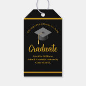 Goud Zwart Afstuderen Gefeliciteerd Afstuderen Cadeaulabel (Voorkant)