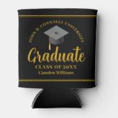 Goud Zwart Afstuderen Gepersonaliseerde Formele Pa Blikjeskoeler (Voorkant)