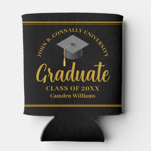 Goud Zwart Afstuderen Gepersonaliseerde Formele Pa Blikjeskoeler (Achterkant)