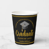 Goud Zwart Afstuderen Gepersonaliseerde Formele Pa Papieren Bekers (Achterkant)