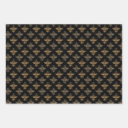 Goud Zwart Apiary Queen Bee Inpakpapier Vel (Voorkant 3)